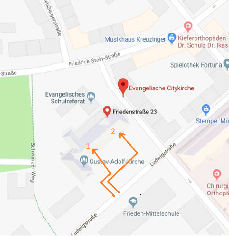 1) Geschäftsstelle, 2) PeKiP-Raum